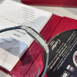 Đồng Hồ Cartier Santos Blue Dial Đính Full Kim Cương Moissanite 39 (1)