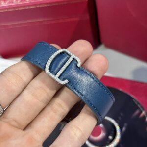 Đồng Hồ Cartier Santos Blue Dial Đính Full Kim Cương Moissanite 39 (1)