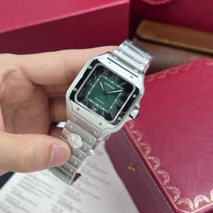 Đồng Hồ Cartier Santos De Cartier Replica 11 Mặt Xanh Lá Cây (2)
