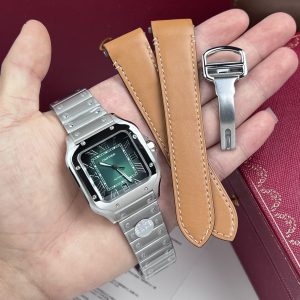 Đồng Hồ Cartier Santos De Cartier Replica 11 Mặt Xanh Lá Cây (2)