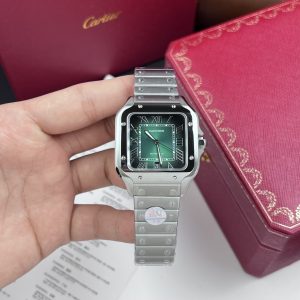 Đồng Hồ Cartier Santos De Cartier Replica 11 Mặt Xanh Lá Cây (2)