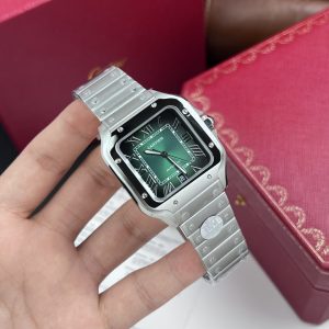 Đồng Hồ Cartier Santos De Cartier Replica 11 Mặt Xanh Lá Cây (2)