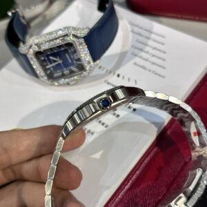 Đồng Hồ Cartier Santos Đính Kim Cương Moissanite BVF 39 (1)