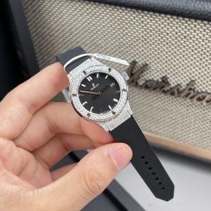 Đồng Hồ Hublot Nữ Đính Kim Cương Moissanite Màu Đen 33mm (4)