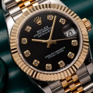 Đồng Hồ Rolex DateJust Bọc Vàng Mặt Số Đen Cọc Đính Đá 31mm (1)