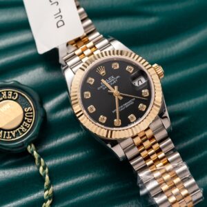 Đồng Hồ Rolex DateJust Bọc Vàng Mặt Số Đen Cọc Đính Đá 31mm (1)