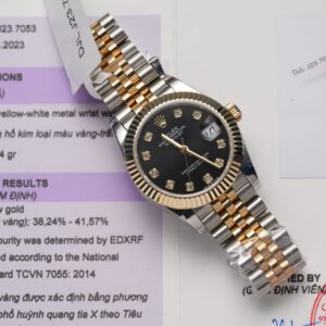 Đồng Hồ Rolex DateJust Bọc Vàng Mặt Số Đen Cọc Đính Đá 31mm (1)
