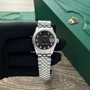 Đồng Hồ Rolex DateJust Nữ Mặt Xám Chải Tia Replica 11 31mm (1)
