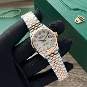 Đồng Hồ Rolex DateJust Nữ Vàng Hồng Cọc Số Đính Đá 31mm (1)