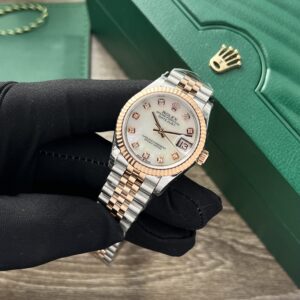 Đồng Hồ Rolex DateJust Nữ Vàng Hồng Cọc Số Đính Đá 31mm (1)