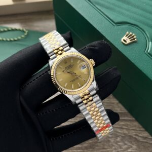 Đồng Hồ Rolex Nữ DateJust Mặt Số Vàng Cọc Dạ Quang 31mm (1)