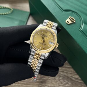 Đồng Hồ Rolex Nữ DateJust Mặt Số Vàng Cọc Dạ Quang 31mm (1)