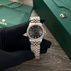 Đồng Hồ Rolex Nữ Datejust Replica 11 Đính Đá Mặt Xám 31mm (1)