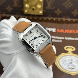 Đồng Hồ Cartier Santos WSSA0029 Replica 11 Nữ Mặt Trắng Máy Thụy Sỹ Nhà Máy BV 35mm (2)