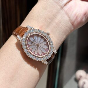 Đồng Hồ Chopard Bọc Vàng Hồng Đính Kim Cương Moissanite 36mm (5)