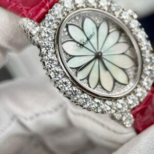 Đồng Hồ Chopard Nữ Đính Full Kim Cương Moissanite Màu Đỏ 34mm (3)