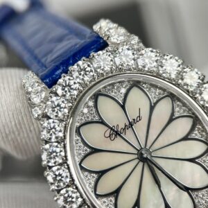 Đồng Hồ Chopard Nữ Đính Full Kim Cương Moissanite Màu Xanh 34mm (1)