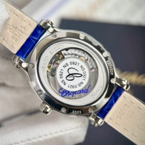 Đồng Hồ Chopard Nữ Mặt Đá Xoay Độ Kim Cương Moissanite Màu Xanh 34mm (3)