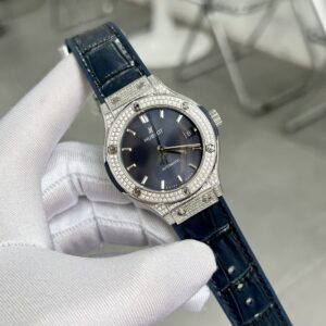 Đồng Hồ Hublot Automatic Màu Xanh Dương Đính Đá HB Factory 38mm (1)