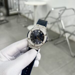 Đồng Hồ Hublot Automatic Màu Xanh Dương Đính Đá HB Factory 38mm (1)
