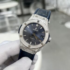 Đồng Hồ Hublot Automatic Màu Xanh Dương Đính Đá HB Factory 38mm (1)