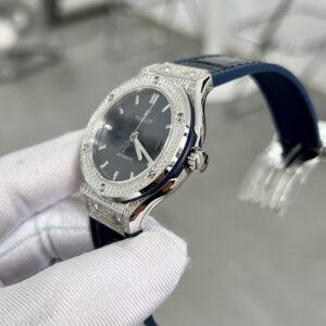 Đồng Hồ Hublot Automatic Màu Xanh Dương Đính Đá HB Factory 38mm (1)
