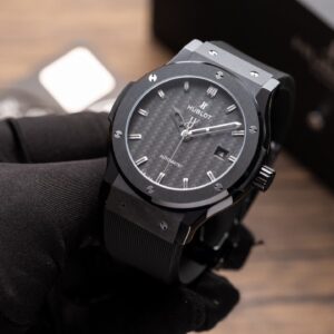 Đồng Hồ Hublot Ceramic Mặt Carbon Replica 11 Dây Cao Su GSF 42mm (1)