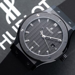 Đồng Hồ Hublot Ceramic Mặt Carbon Replica 11 Dây Cao Su GSF 42mm (1)