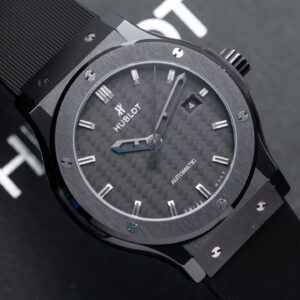 Đồng Hồ Hublot Ceramic Mặt Carbon Replica 11 Dây Cao Su GSF 42mm (1)