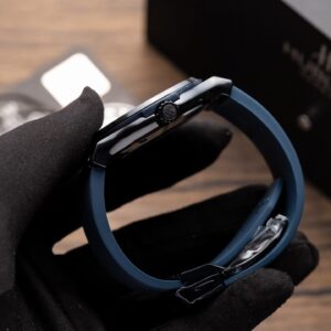 Đồng Hồ Hublot Ceramic Mặt Xanh Blue Rep 11 Dây Cao Su GSF 42mm (2)