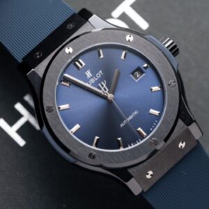 Đồng Hồ Hublot Ceramic Mặt Xanh Blue Rep 11 Dây Cao Su GSF 42mm (3)