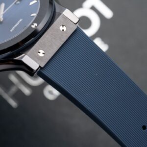 Đồng Hồ Hublot Ceramic Mặt Xanh Blue Rep 11 Dây Cao Su GSF 42mm (3)