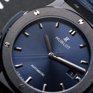 Đồng Hồ Hublot Ceramic Mặt Xanh Blue Replica 11 Dây Da GSF 42mm (9)