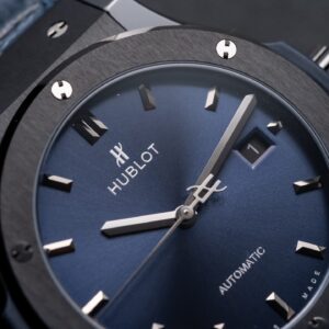 Đồng Hồ Hublot Ceramic Mặt Xanh Blue Replica 11 Dây Da GSF 42mm (9)