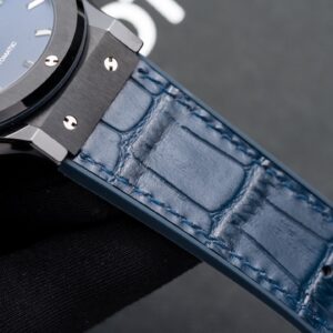 Đồng Hồ Hublot Ceramic Mặt Xanh Blue Replica 11 Dây Da GSF 42mm (9)