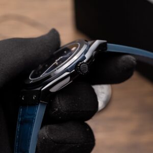 Đồng Hồ Hublot Ceramic Mặt Xanh Blue Replica 11 Dây Da GSF 42mm (9)
