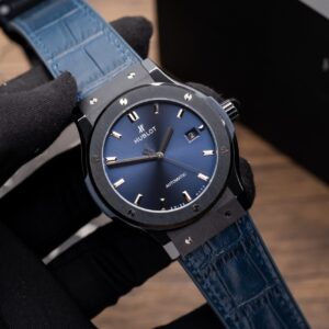 Đồng Hồ Hublot Ceramic Mặt Xanh Blue Replica 11 Dây Da GSF 42mm (9)