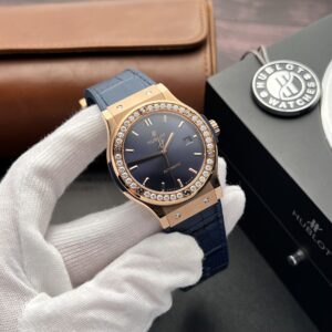 Đồng Hồ Hublot Classic Fusion King Gold Đính Kim Cương Moissanite Blue 42mm (7)