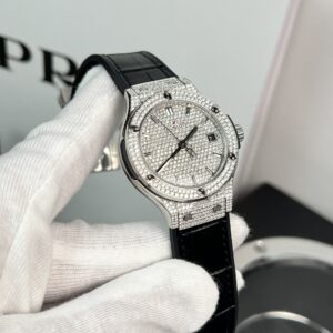 Đồng Hồ Hublot Độ Full Kim Cương Moissanite Màu Đen HBF 38mm (1)
