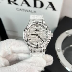 Đồng Hồ Hublot Độ Full Kim Cương Moissanite Màu Trắng HBF 38mm (3)