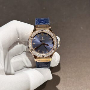 Đồng Hồ Hublot Nữ Đính Kim Cương Moissanite Màu Xanh Dương 33mm (1)