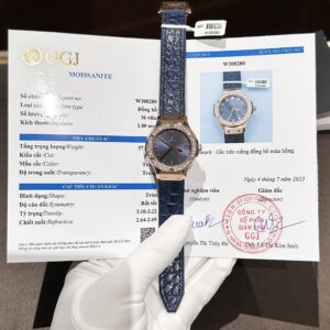 Đồng Hồ Hublot Nữ Đính Kim Cương Moissanite Màu Xanh Dương 33mm (1)