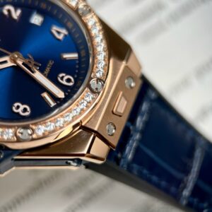 Đồng Hồ Hublot One Click King Gold Đính Kim Moissanite Màu Xanh 39mm (1)