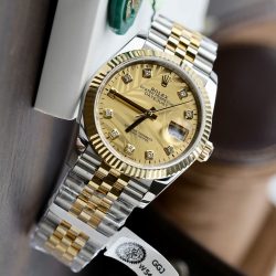 Đồng Hồ Rolex DateJust Bọc Vàng 18K Mặt Lá Cọ GM Replica 36mm (2)