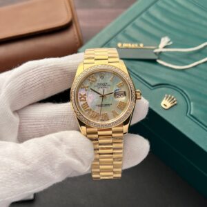 Đồng Hồ Rolex DateJust Mặt Số Xà Cừ Đính Đá Rep 11 36mm (1)