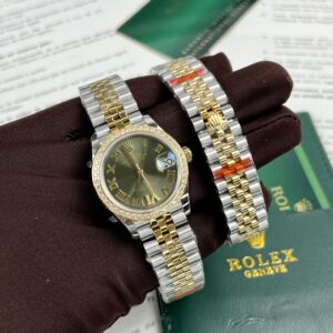 Đồng Hồ Rolex DateJust Nữ Đính Đá Mặt Xanh Ngọc Rep 11 31mm (2)