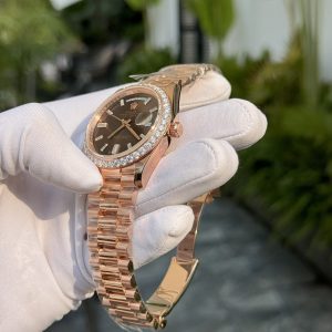 Đồng Hồ Rolex Day-Date Bọc Vàng 18K Độ Kim Cương Moissanite GM V3 176 Gram (1)