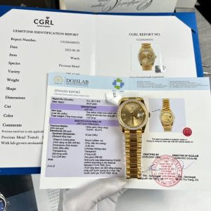 Đồng Hồ Rolex Day-Date Bọc Vàng Thật Độ Kim Cương Moissanite GM V2 40mm (2)