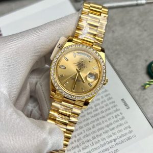 Đồng Hồ Rolex Day-Date Bọc Vàng Thật Độ Kim Cương Moissanite GM V2 40mm (2)