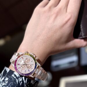 Đồng Hồ Rolex Daytona Rainbow Bọc Vàng Độ Kim Cương Moissanite 40mm (3)